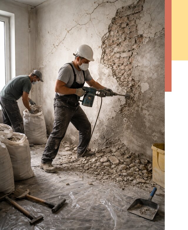 Демонтаж штукатурки со стен в Донецке от 7883 руб/м² — быстро и недорого | ОТДЕЛОЧНИК-Днк