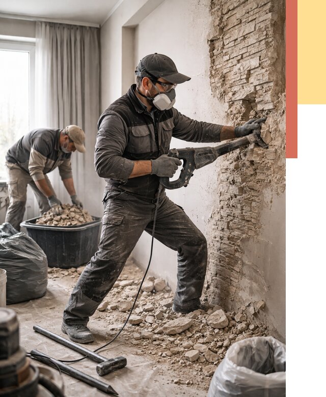 Демонтаж декоративного камня в Донецке от 1587 руб/м² — быстро и недорого | ОТДЕЛОЧНИК-Днк