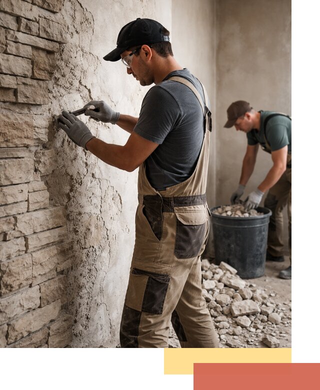 Демонтаж декоративного камня в Донецке профессионально и безопасно