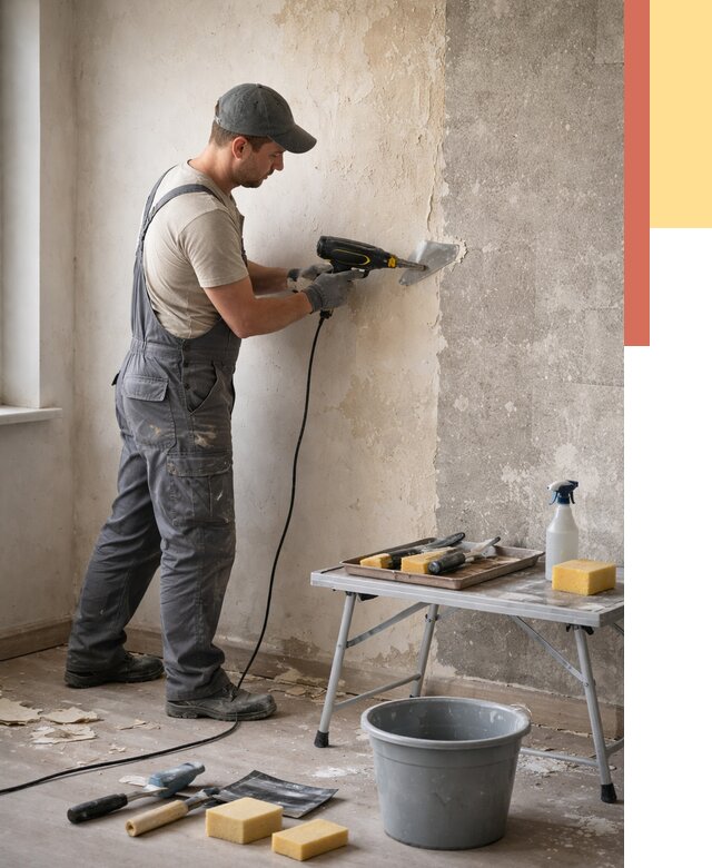 Очистка стен от клея в Донецке от 2025 руб. — снятие и удаление клея со стен | ОТДЕЛОЧНИК-Днк