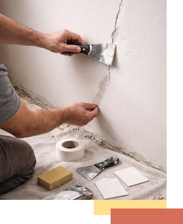 Заделка трещин и сколов в стенах и потолках в Донецке