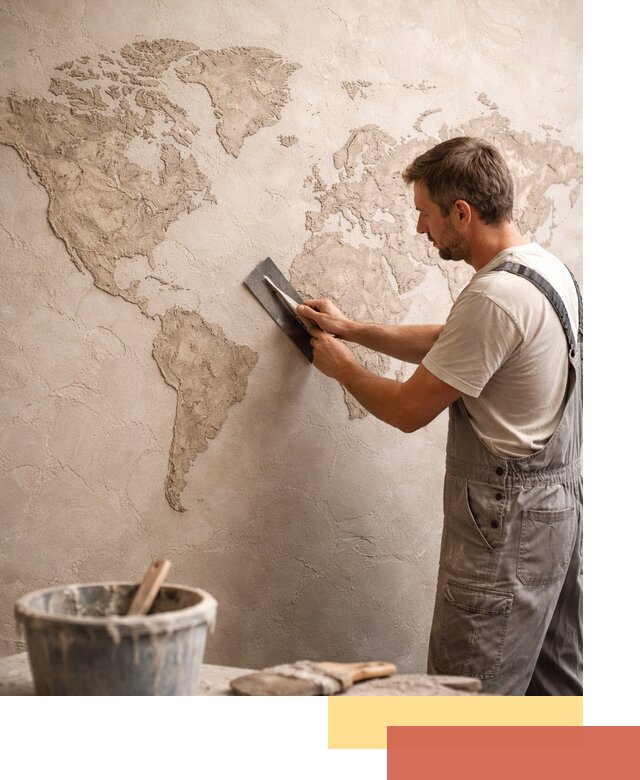 Декоративная штукатурка «Карта мира» под ключ в Донецке