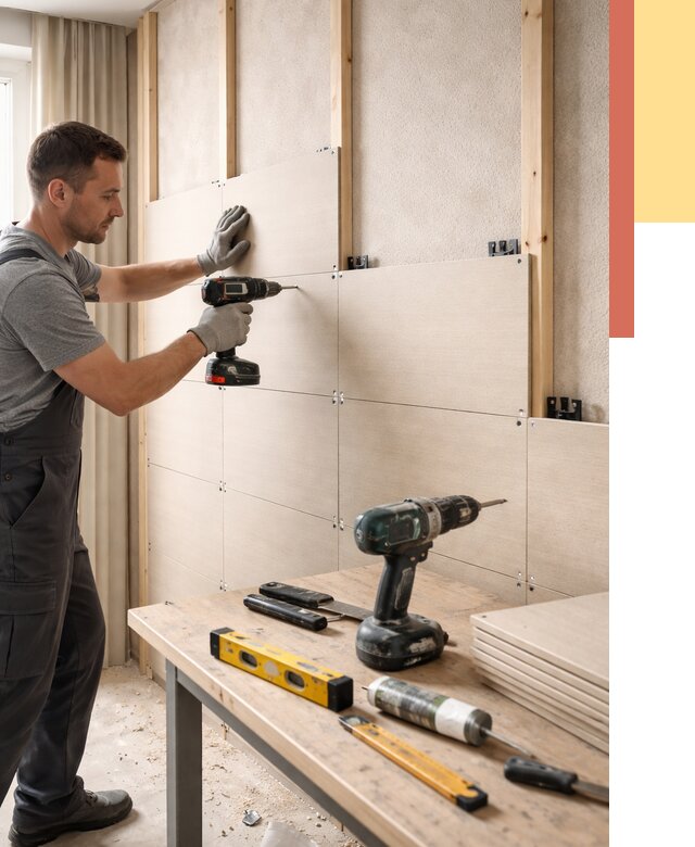 Монтаж МДФ панелей на стены в Донецке от 1369 руб. под ключ | ОТДЕЛОЧНИК-Днк