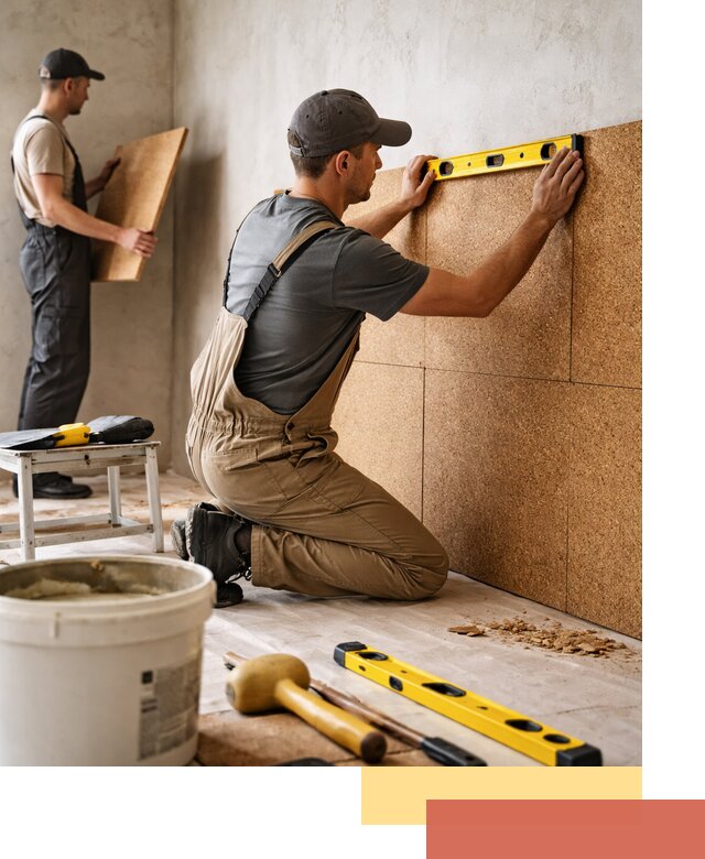 Монтаж пробковых панелей на стены в Донецке быстро и качественно