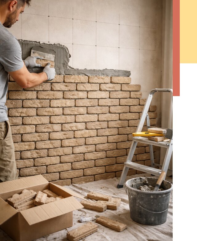 Монтаж декоративного кирпича в Донецке от 3503 руб./м² — быстро и недорого | ОТДЕЛОЧНИК-Днк