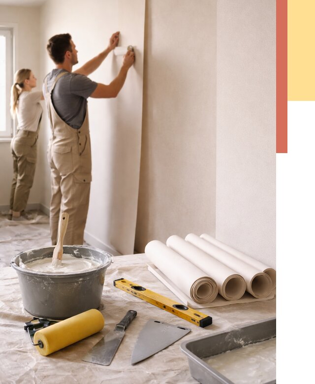 Поклейка бумажных обоев в Донецке от 6021 руб./м2 — быстро и недорого | ОТДЕЛОЧНИК-Днк