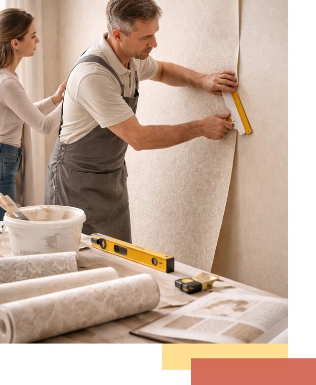 Поклейка обоев с подбором рисунка в Донецке