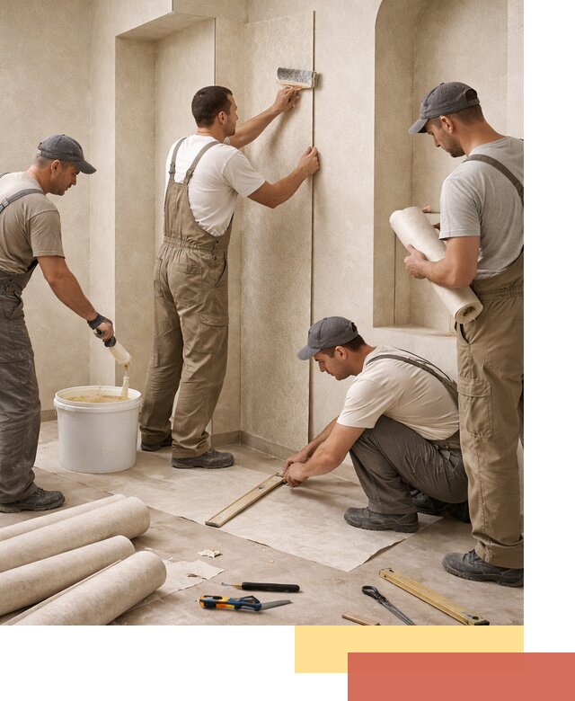 Поклейка обоев на сложные стены и неровные поверхности в Донецке