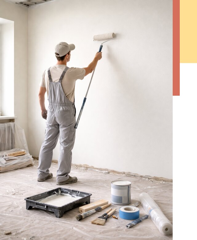 Покраска стен водоэмульсионной краской в Донецке от 493 руб. за м² | ОТДЕЛОЧНИК-Днк