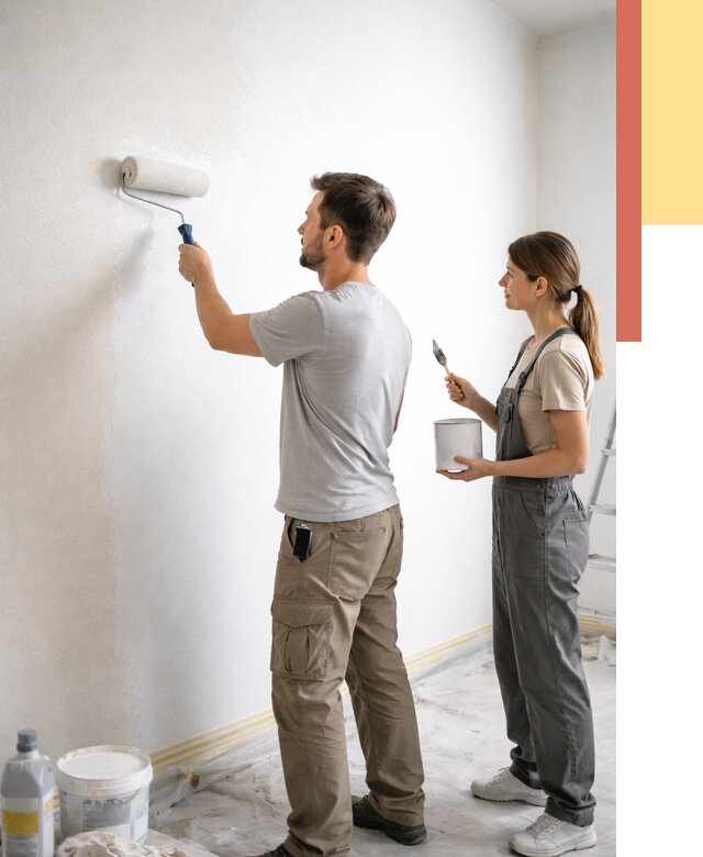 Окраска стен по стеклохолсту в Донецке от 4927 руб/м² под ключ | ОТДЕЛОЧНИК-Днк