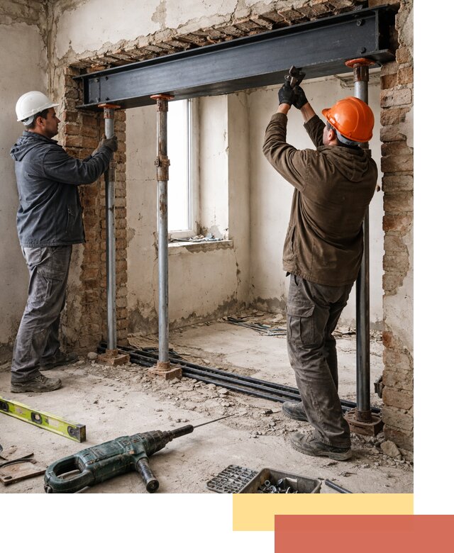 Усиление проема в стене в Донецке для расширения и безопасности