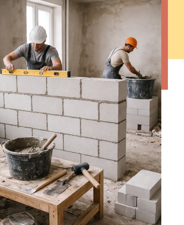 Кладка перегородок из газобетона в Донецке от 3503 руб. под ключ | ОТДЕЛОЧНИК-Днк