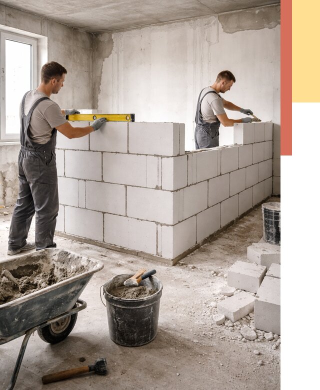 Кладка перегородок из ПГП в Донецке от 2737 руб./м2 — монтаж и возведение под ключ | ОТДЕЛОЧНИК-Днк