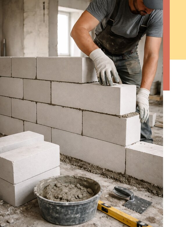 Кладка перегородок из силикатного блока в Донецке от 4379 руб. под ключ | ОТДЕЛОЧНИК-Днк