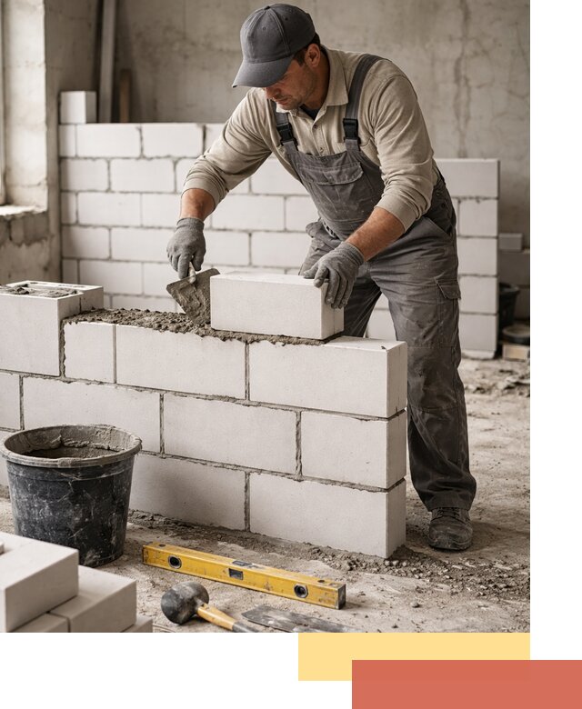 Кладка перегородок из силикатного блока в Донецке