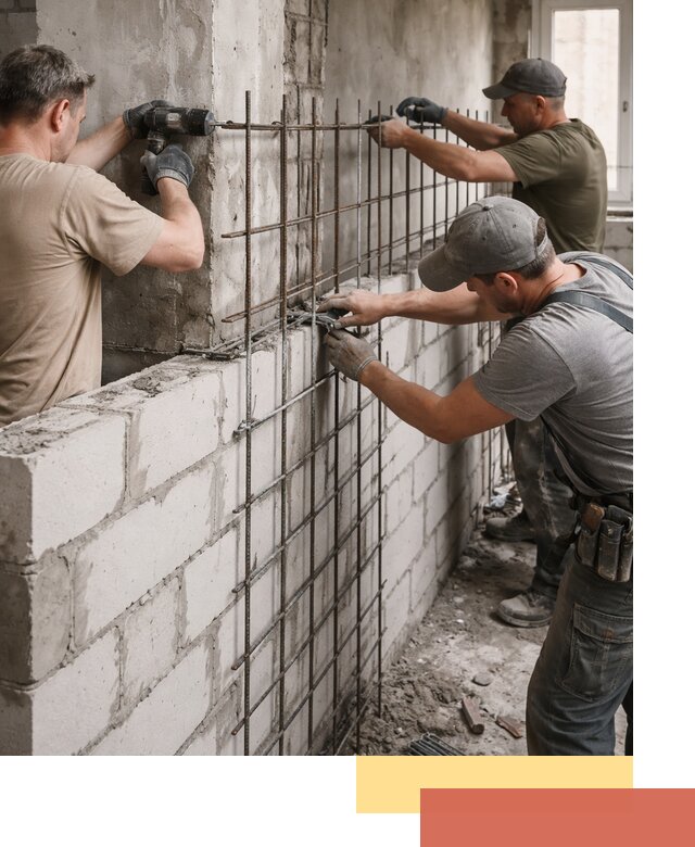 Армирование кладки перегородок в Донецке профессионально и надёжно