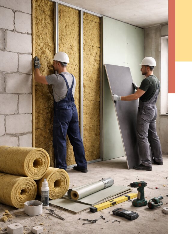 Шумоизоляция перегородок из блоков в Донецке от 2025 руб./м² — быстро и недорого | ОТДЕЛОЧНИК-Днк