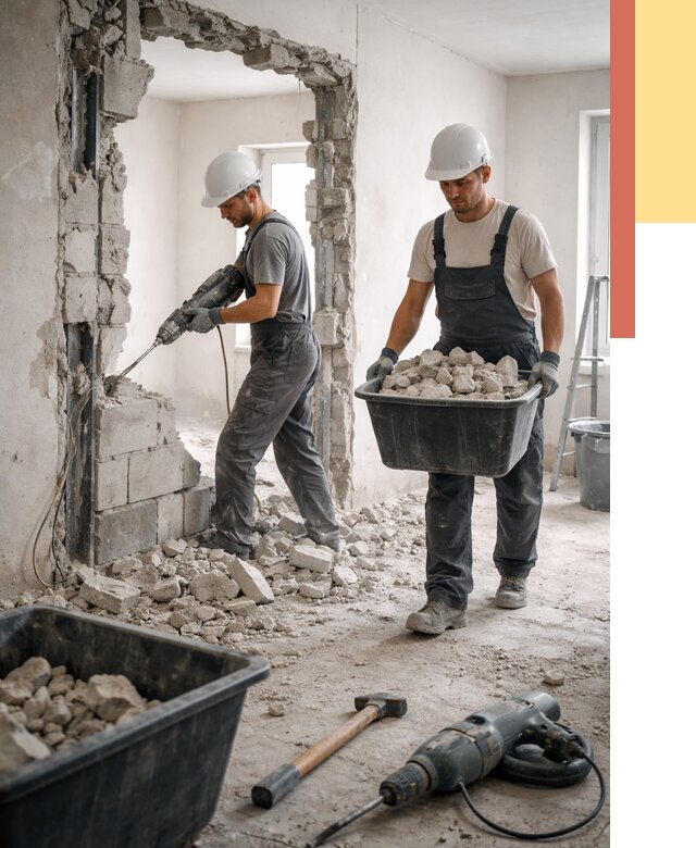 Демонтаж блоковых перегородок в Донецке от 4106 руб. — быстро и недорого | ОТДЕЛОЧНИК-Днк