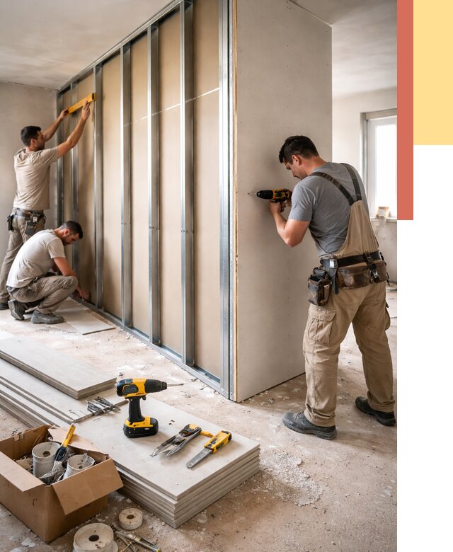 Монтаж однослойной перегородки из гипсокартона в Донецке от 712 руб. | ОТДЕЛОЧНИК-Днк