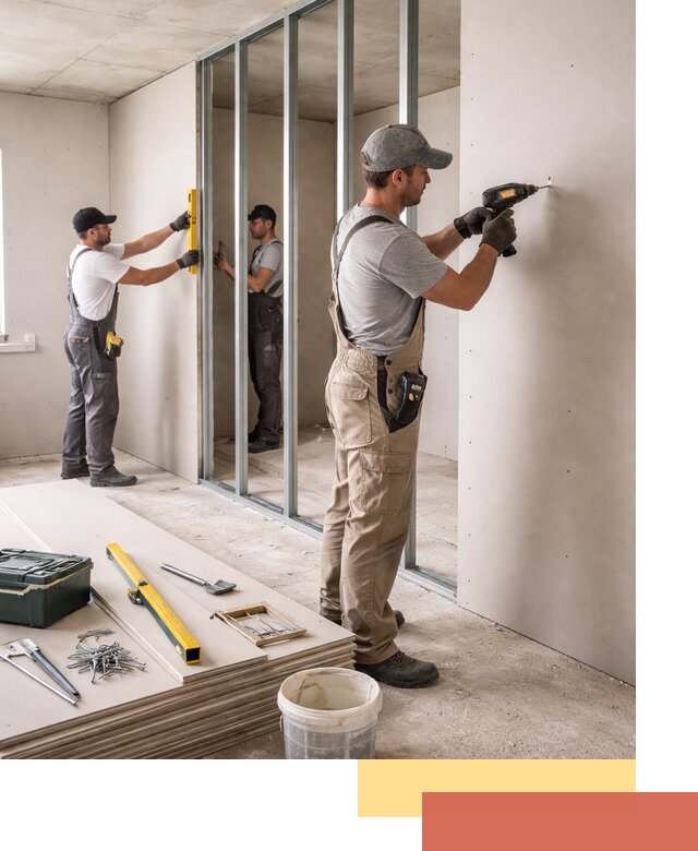 Однослойная перегородка из гипсокартона в Донецке под ключ, монтаж и отделка