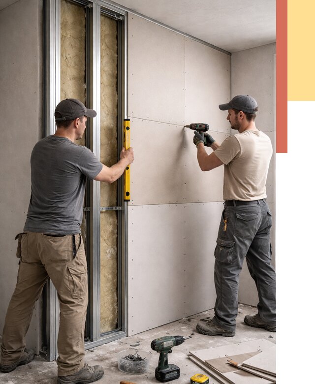 Монтаж двухслойной перегородки из гипсокартона в Донецке от 1587 руб. | ОТДЕЛОЧНИК-Днк