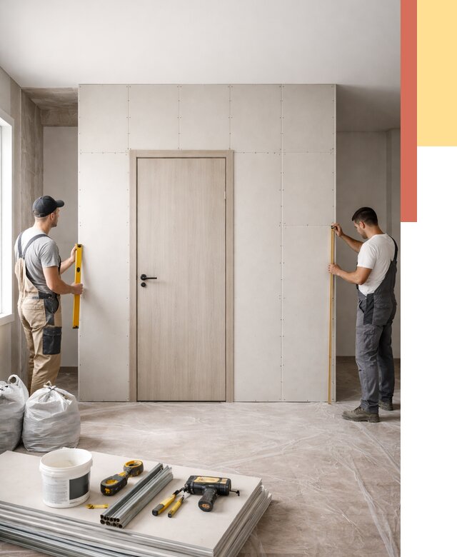 Перегородка из гипсокартона с дверью в Донецке от 4927 руб. под ключ | ОТДЕЛОЧНИК-Днк