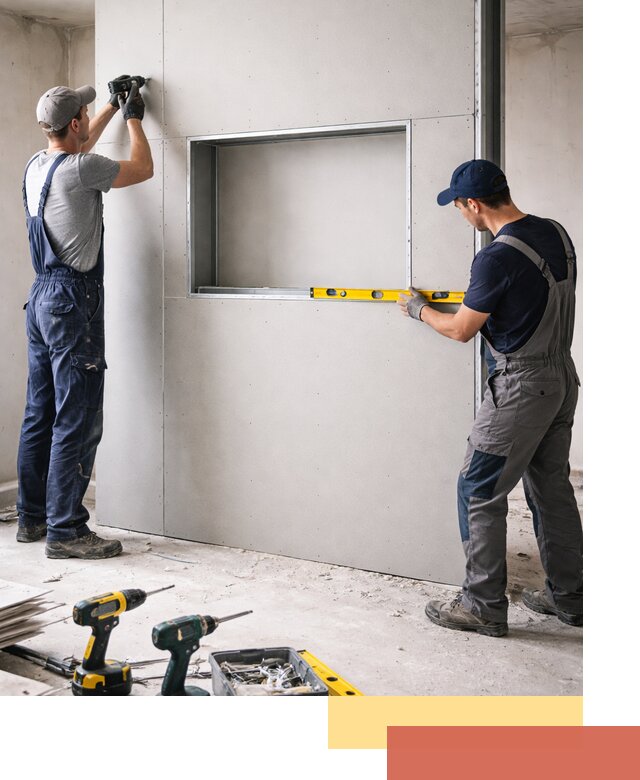 Перегородка из гипсокартона с нишей под декор в Донецке