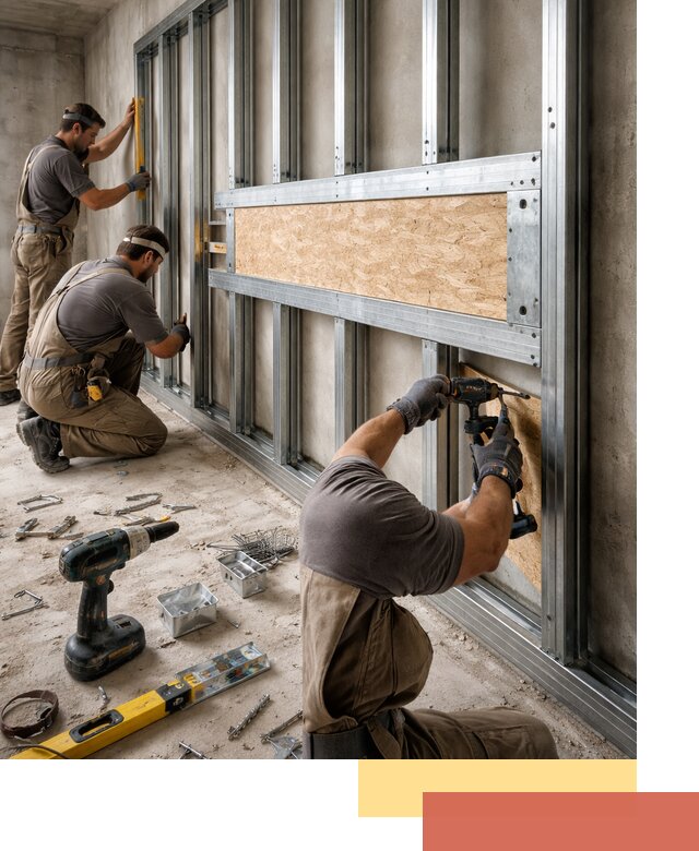 Усиленная перегородка для крепления тяжёлых конструкций в Донецке