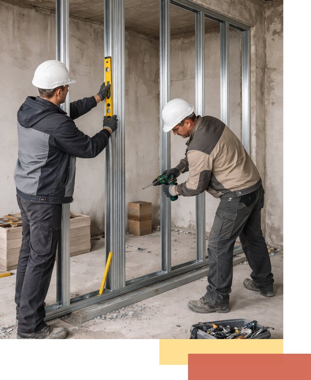 Монтаж каркаса перегородки из профиля в Донецке