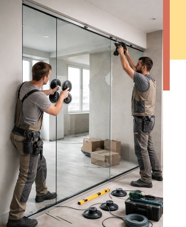 Монтаж стеклянных перегородок в Донецке от 7116 руб. | ОТДЕЛОЧНИК-Днк