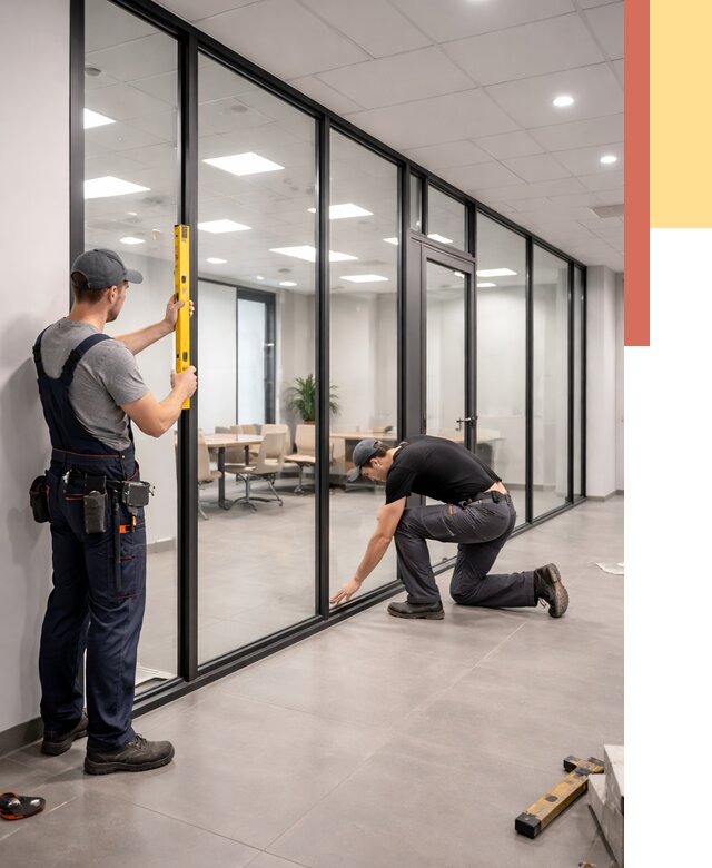 Каркасные стеклянные перегородки в Донецке под ключ от 10072 руб. | ОТДЕЛОЧНИК-Днк