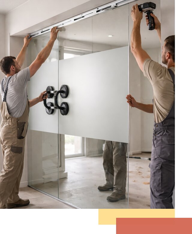 Матовые стеклянные перегородки под ключ в Донецке