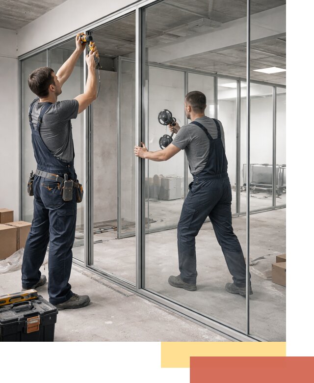 Алюминиевые перегородки со стеклом в Донецке — изготовление и монтаж