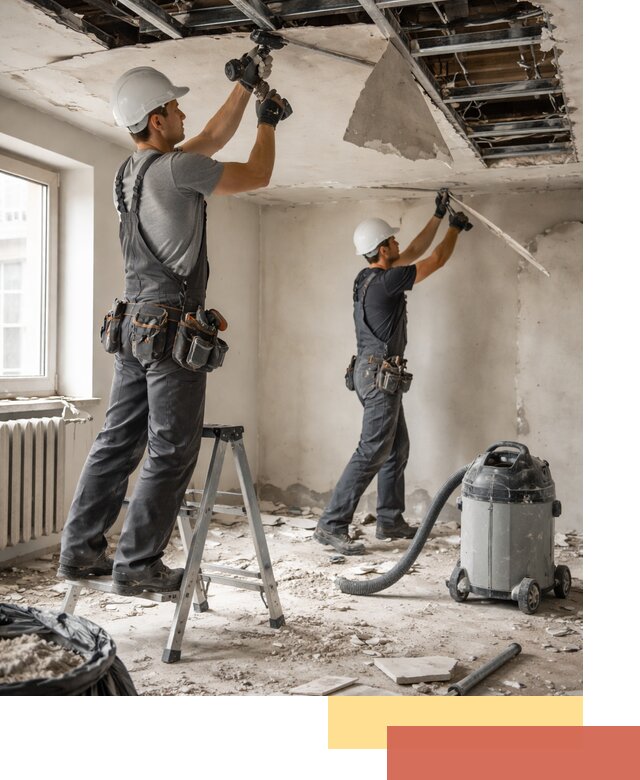 Демонтаж гипсокартонного потолка в Донецке быстро и аккуратно