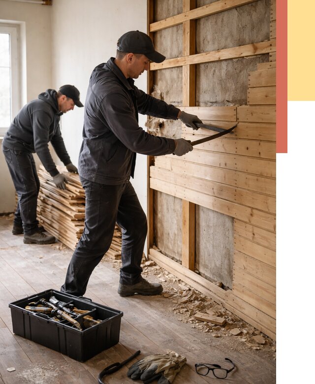 Демонтаж вагонки в Донецке от 4160 руб/м2 — быстро и недорого | ОТДЕЛОЧНИК-Днк