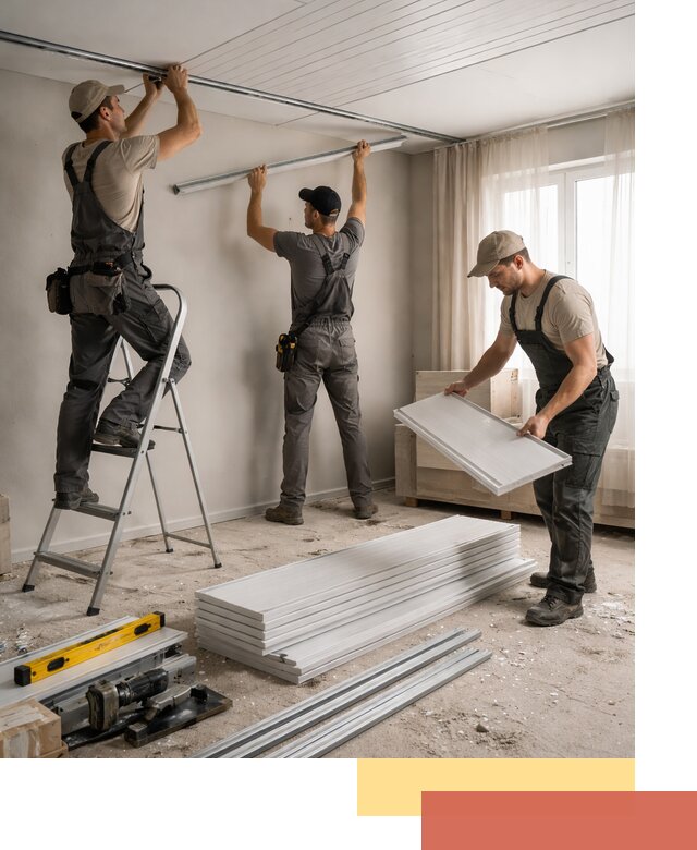 Монтаж потолка из ПВХ панелей в Донецке оперативно и качественно