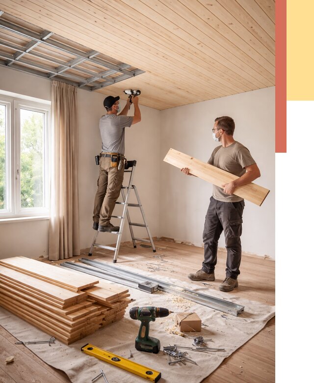 Монтаж потолка из вагонки в Донецке от 7116 руб. | Быстро и недорого — ОТДЕЛОЧНИК-Днк