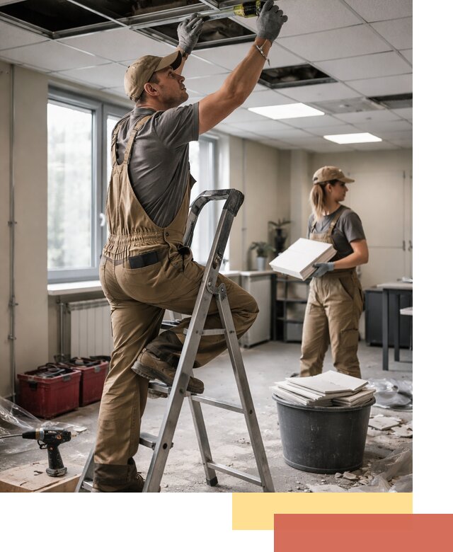 Ремонт потолка Армстронг и замена плит в Донецке