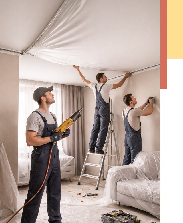 Установка натяжного потолка в Донецке от 4927 руб. | Быстро и недорого — ОТДЕЛОЧНИК-Днк