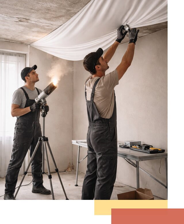 Установка натяжного потолка под ключ в Донецке