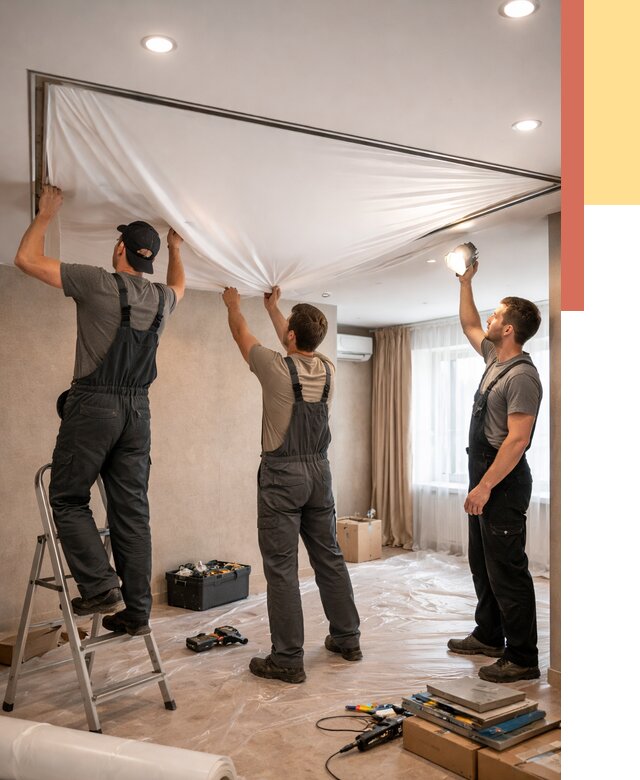 Монтаж ПВХ натяжного потолка в Донецке от 3832 руб. под ключ | ОТДЕЛОЧНИК-Днк