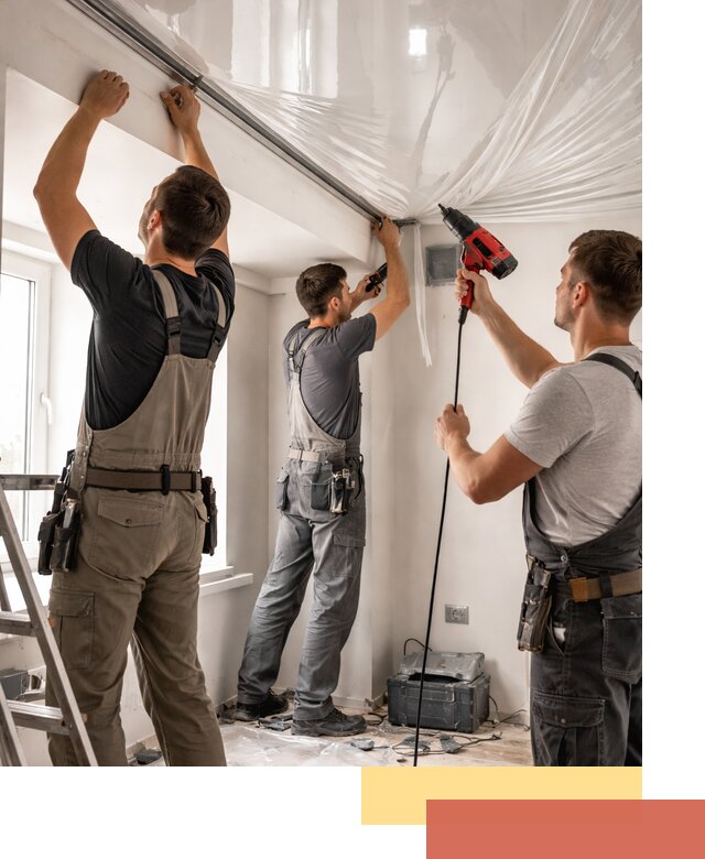 Монтаж глянцевого натяжного потолка в Донецке быстро и качественно