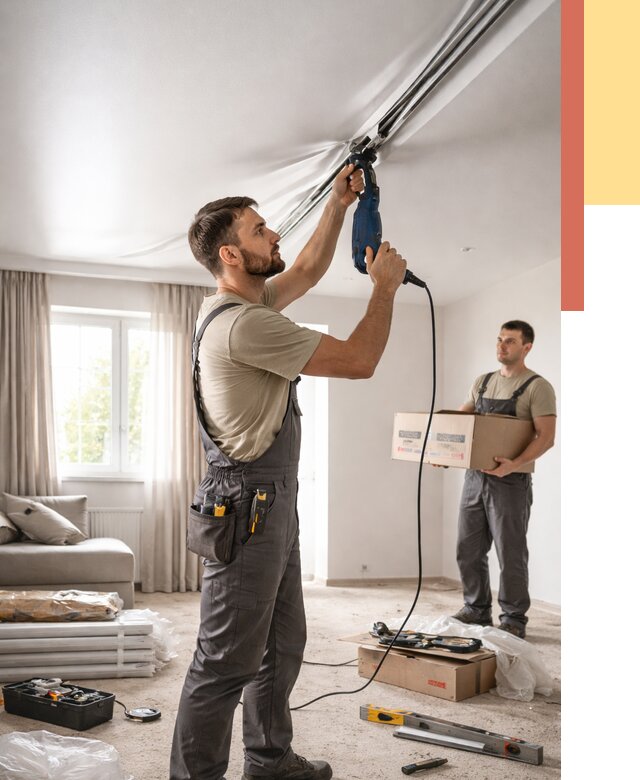 Монтаж сатинового натяжного потолка в Донецке от 3832 руб. | Быстро, недорого — ОТДЕЛОЧНИК-Днк