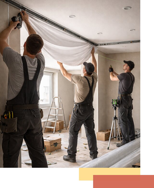 Монтаж парящего натяжного потолка под ключ в Донецке