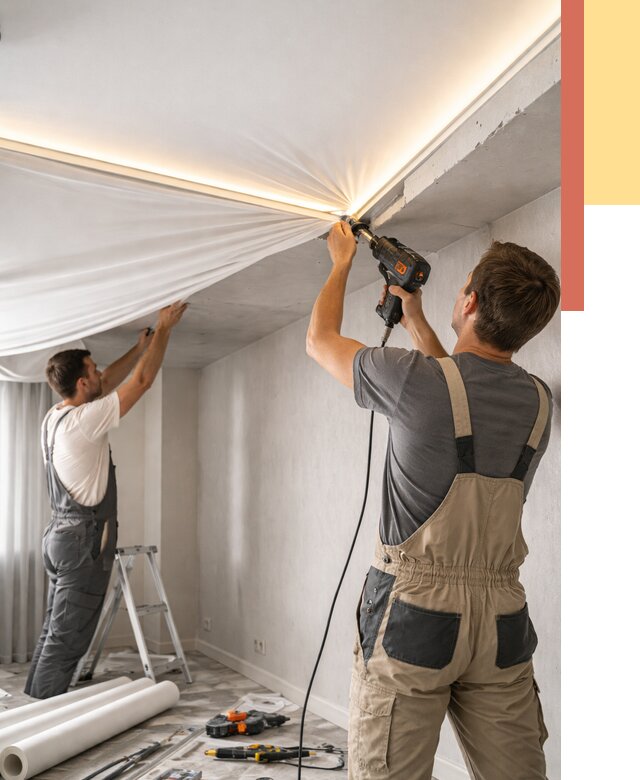 Монтаж натяжного потолка с подсветкой в Донецке от 1040 руб. | ОТДЕЛОЧНИК-Днк