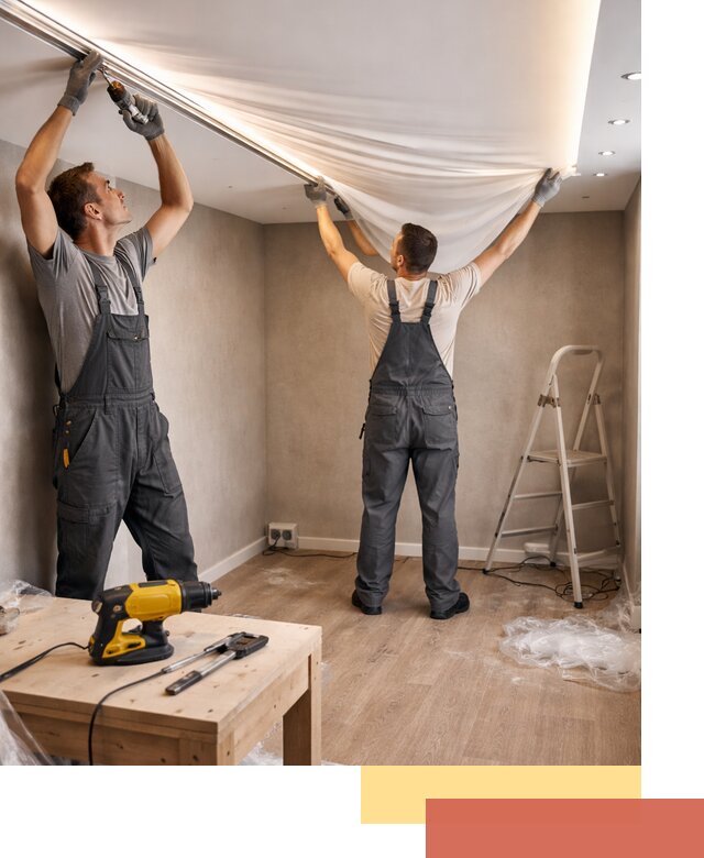 Монтаж натяжного потолка с подсветкой в Донецке цена и сроки