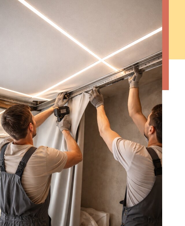 Монтаж натяжного потолка со световыми линиями в Донецке от 1314 руб. | ОТДЕЛОЧНИК-Днк