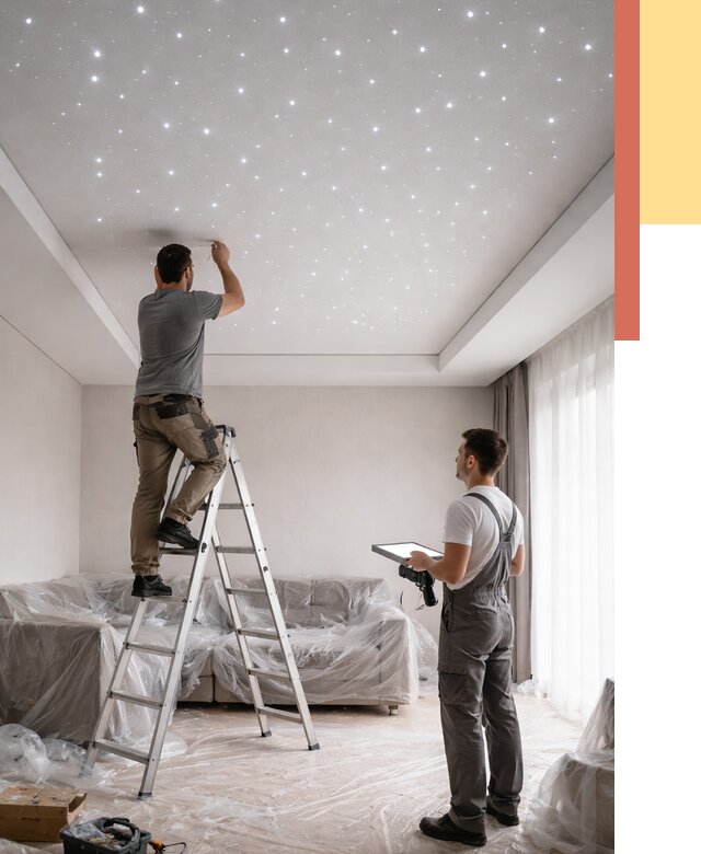 Монтаж натяжного потолка «звездное небо» в Донецке от 7116 руб. | ОТДЕЛОЧНИК-Днк