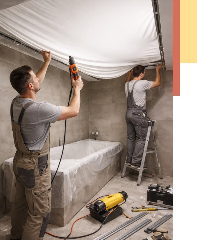 Монтаж натяжного потолка в ванной в Донецке от 1314 руб. под ключ | ОТДЕЛОЧНИК-Днк