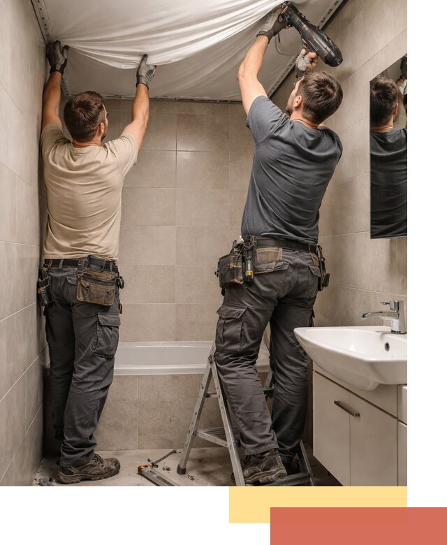 Монтаж натяжного потолка в ванной в Донецке быстро и качественно